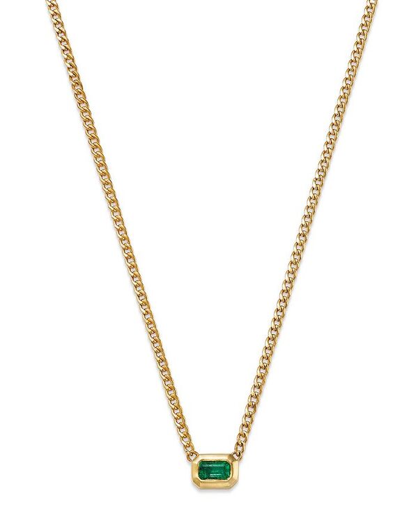 ゾイチッコ レディース アクセサリー ネックレス・チョーカー・ペンダントトップ レース Zoe Chicco 14K Yellow Gold Emerald Gemstones Bezel Pendant Necklace 14-16\