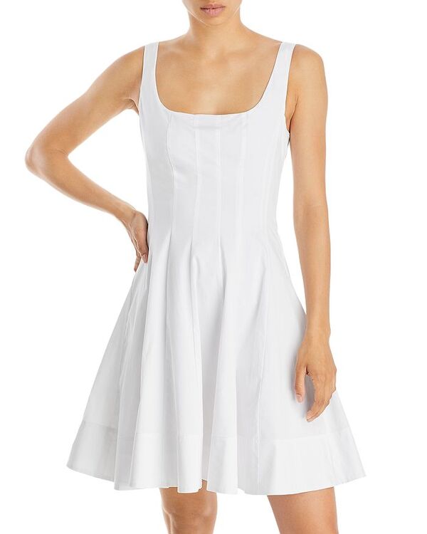 スタウド レディース トップス ワンピース ミニワンピース ミニ STAUD Wells Mini Dress White ホワイト｜ReVida 店