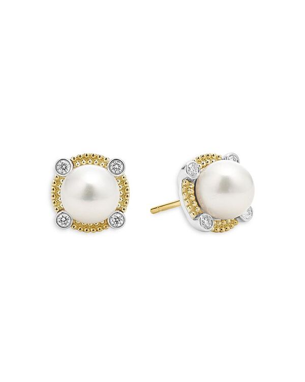 ラゴス レディース アクセサリー ピアス・イヤリング LAGOS 18K Yellow Gold & Sterling Silver Luna Cultured Freshwater Pearl & Diamond Stud Earrings White/Gold ホワイト