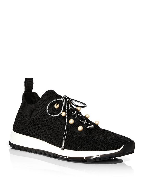 ジミーチュー レディース シューズ スニーカー ニット Jimmy Choo Women's Veles Crochet Knit Low Top Sneakers Black ブラック｜ReVida 店