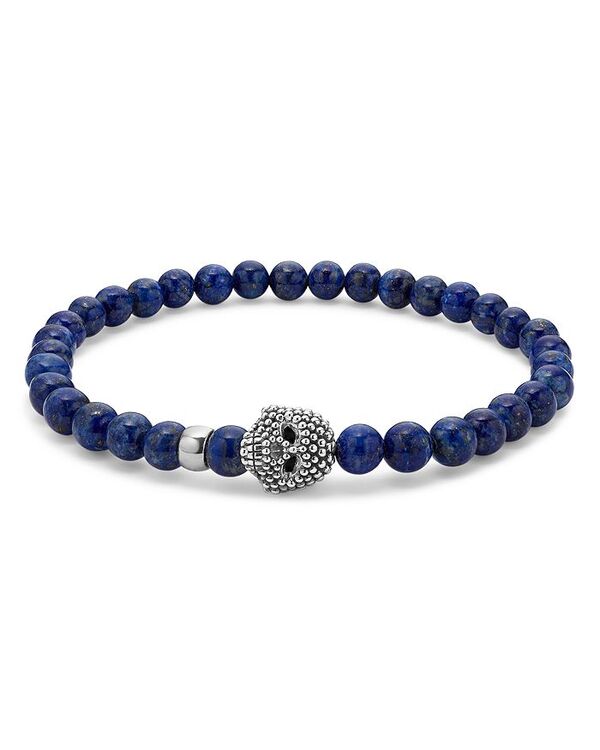 ラゴス メンズ アクセサリー ブレスレット・バングル・アンクレット LAGOS Men's Sterling Silver Anthem Lapis Lazuli Bead Skull Stretch Bracelet - 100% Exclusive Blue/Silver ブルー