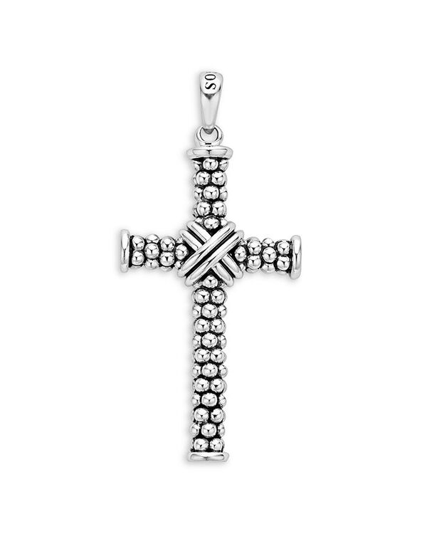 ラゴス メンズ アクセサリー ネックレス・チョーカー・ペンダントトップ LAGOS Men's Sterling Silver Anthem Caviar Bead X Cross Pendant - 100% Exclusive Silver シルバー