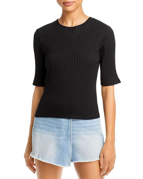 シャツ ブラウス Elbow Ribbed トップス シャツ レディース ヴィンス Sleeve Black Top 激安正規品 Www Ladun Sa