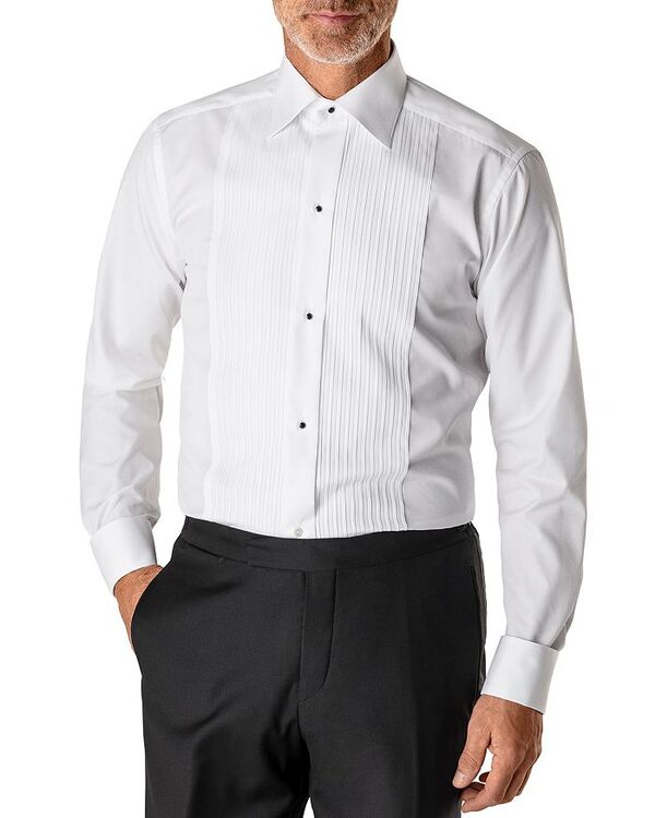 エトン メンズ トップス シャツ プリーツ Eton Contemporary Fit Pleated Bib Tuxedo Shirt White ホワイト|ReVida 店
