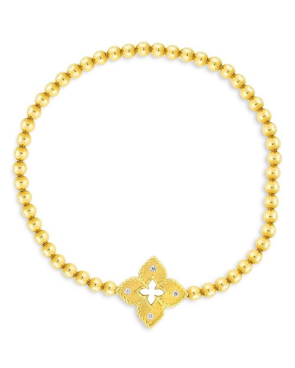 ロバートコイン レディース アクセサリー ブレスレット・バングル・アンクレット Roberto Coin 18K Yellow Gold Venetian Princess Diamond Small Flower Bracelet White/Gold ホワイト