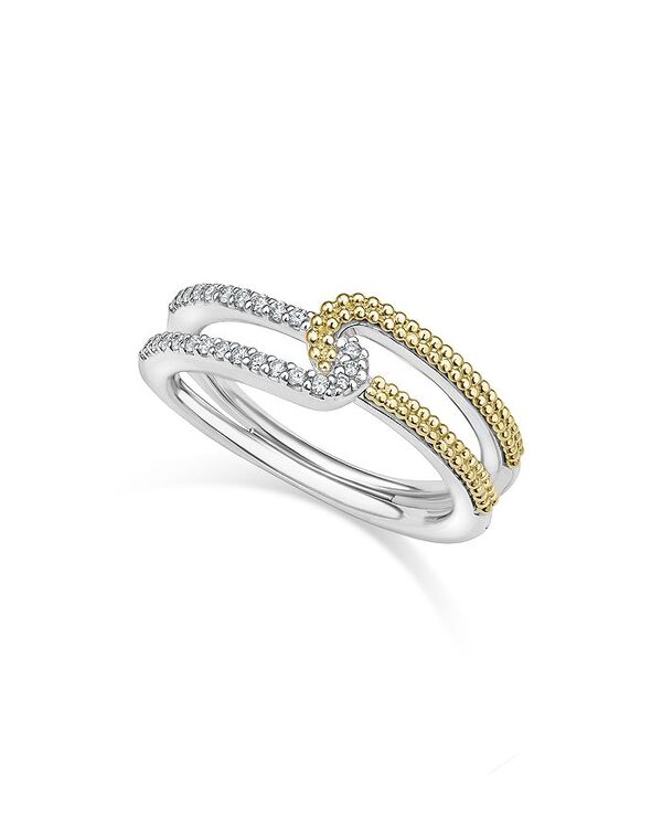 ラゴス レディース アクセサリー リング LAGOS 18K Yellow Gold & Sterling Silver Caviar Lux-Clip Diamond Small Statement Ring - 100% Exclusive Silver/Gold ゴールド|ReVida 店
