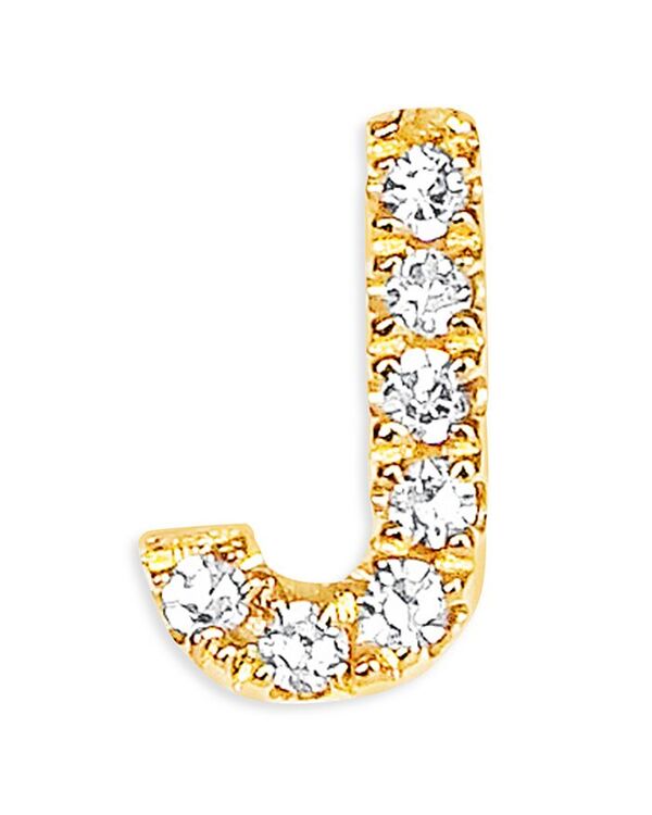 エフコレクション レディース アクセサリー ピアス・イヤリング EF Collection 14K Yellow Gold Diamond Initial Stud Earrings J イエロー 64,240円
