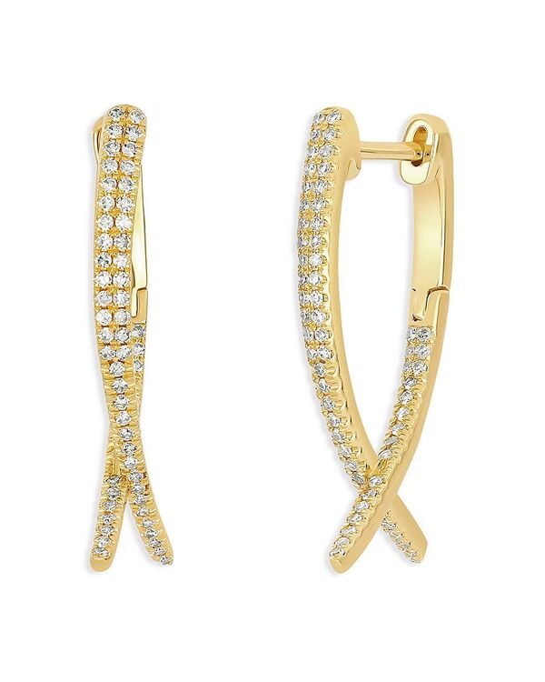 エフコレクション レディース アクセサリー ピアス・イヤリング EF Collection 14K Yellow Gold Diamond Loop Hoop Earrings Gold ゴールド