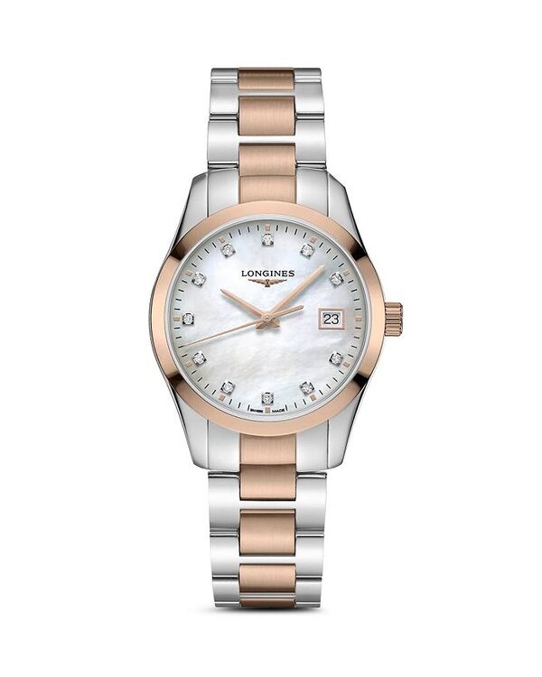 ロンジン レディース アクセサリー 腕時計 Longines Conquest Classic Watch 34mm White/Rose Gold ホワイト