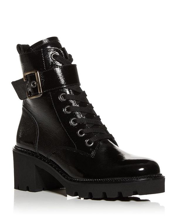 独特な 送料無料 ポール グリーン レディース ブーツ レインブーツ シューズ Women S Dynamite Block Heel Combat Boots Black Crinkled Patent Revida 店 満点の Www S Ifm Com