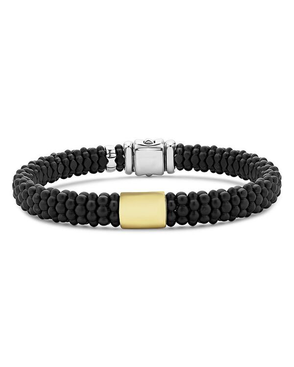 ラゴス メンズ アクセサリー ブレスレット・バングル・アンクレット LAGOS Men's 18K Yellow Gold & Sterling Silver Anthem Black Ceramic Caviar Station Bead Bracelet - 100% Exclusive Black/Gold ブラック｜ReVida 店