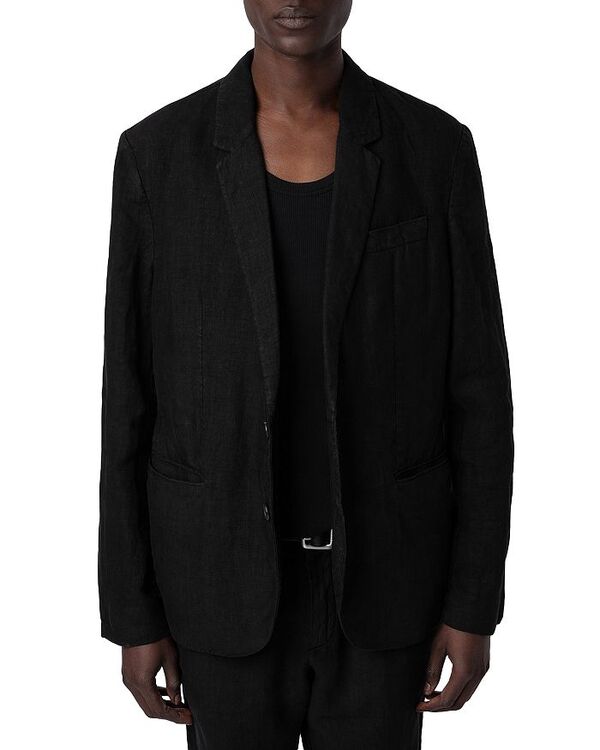 ザディグ エ ヴォルテール メンズ アウター ジャケット・ブルゾン レギュラーフィット ブレザー リネン Zadig & Voltaire Viks Linen Regular Fit Blazer Noir