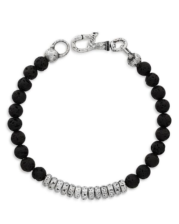 ジョンバルベイトス レディース アクセサリー ブレスレット・バングル・アンクレット John Varvatos Sterling Silver Simit Lava Stone Beaded Bracelet Black/Silver ブラック