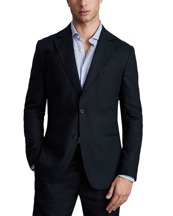 レイス メンズ アウター ジャケット・ブルゾン スリムフィット ブレザー リネン REISS Kin Slim Fit Linen Blazer Navy ネイビー｜ReVida 店
