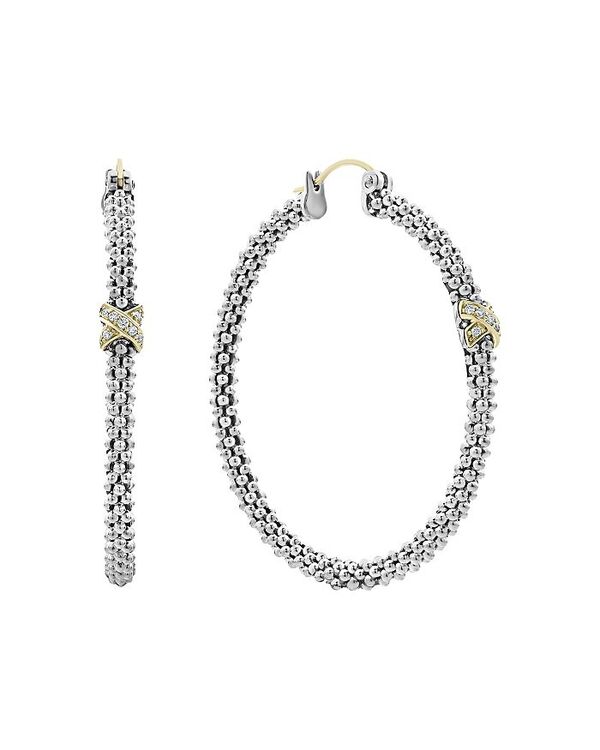ラゴス レディース アクセサリー ピアス・イヤリング LAGOS Sterling Silver & 18K Yellow Gold Caviar Lux Diamond Hoop Earrings Silver/Multi シルバー