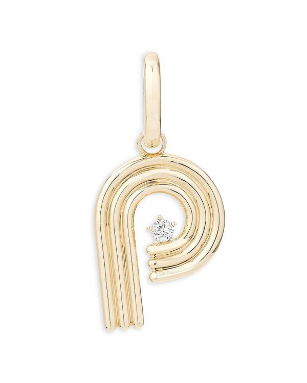 アディナ レイター レディース アクセサリー ネックレス・チョーカー・ペンダントトップ Adina Reyter 14K Yellow Gold Groovy Diamond Initial Pendant P イエロー｜ReVida 店