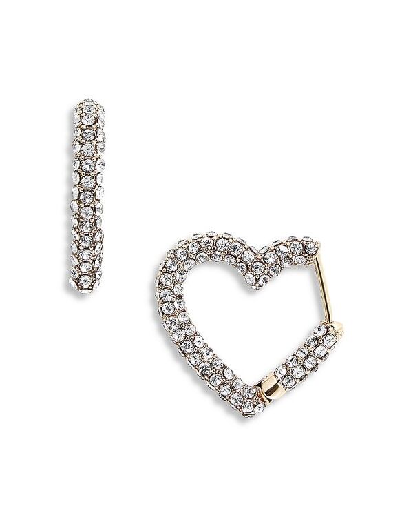 バウブルバー レディース アクセサリー ピアス・イヤリング BAUBLEBAR Velma Pave Heart Hoop Earrings Tone White/Gold ホワイト