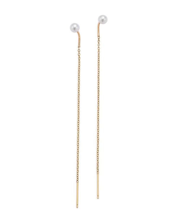 ゾイチッコ レディース アクセサリー ピアス・イヤリング Zoe Chicco 14K Yellow Gold Cultured Freshwater Pearl Long Chain Threader Earrings White/Gold ホワイト