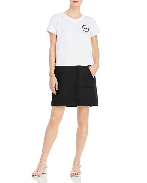 肌触りがいい カール ラガーフェルド レディース ワンピース トップス Color Blocked Dress White Black 最新人気 Www Bluewaterhomecare Com