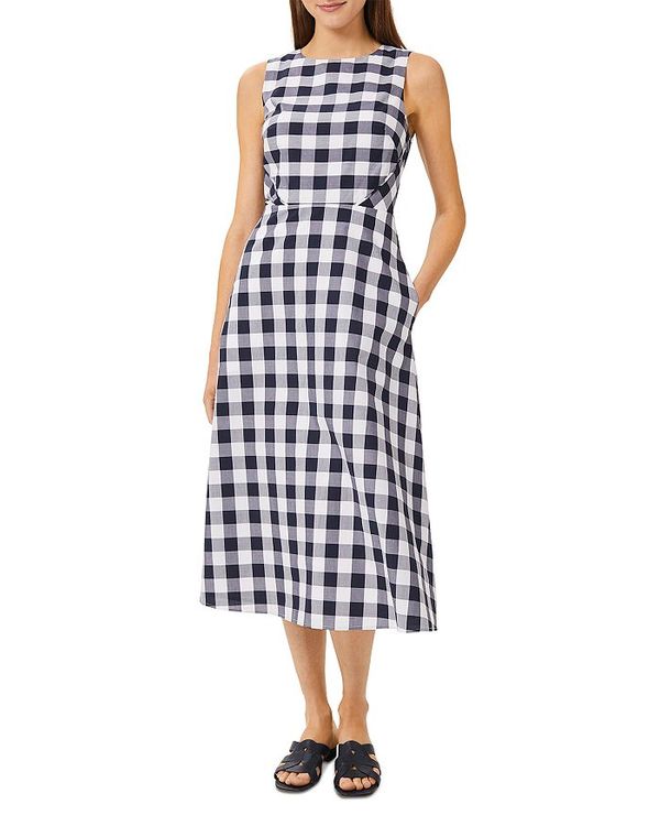 楽天1位 ホッブスロンドン レディース ワンピース トップス Bernie Gingham Dress Navy White 激安ブランド Www Habs Edu Kw