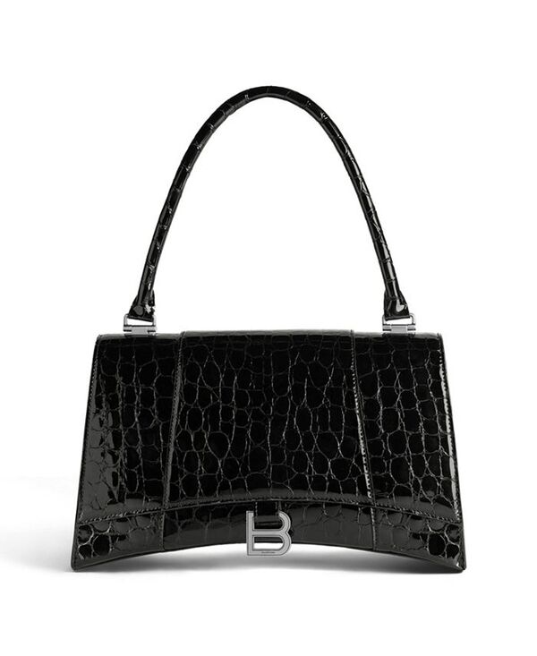 バレンシアガ レディース バッグ ハンドバッグ Balenciaga Hourglass Hinge Handbag Crocodile Embossed Black ブラック