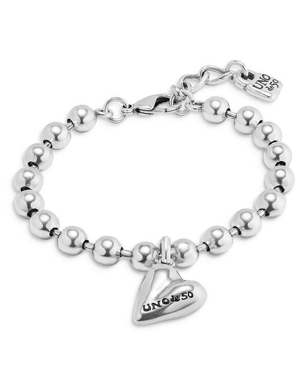 ウノデフィフティ レディース アクセサリー ブレスレット・バングル・アンクレット Uno de 50 Cupido Heart Charm Bead Link Bracelet Silver シルバー