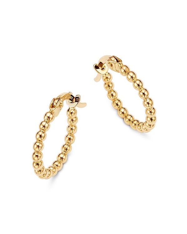 ムーン & メドウ レディース アクセサリー ピアス・イヤリング Moon & Meadow Beaded Hoop Earrings in 14K Yellow Gold - 100% Exclusive Gold ゴールド
