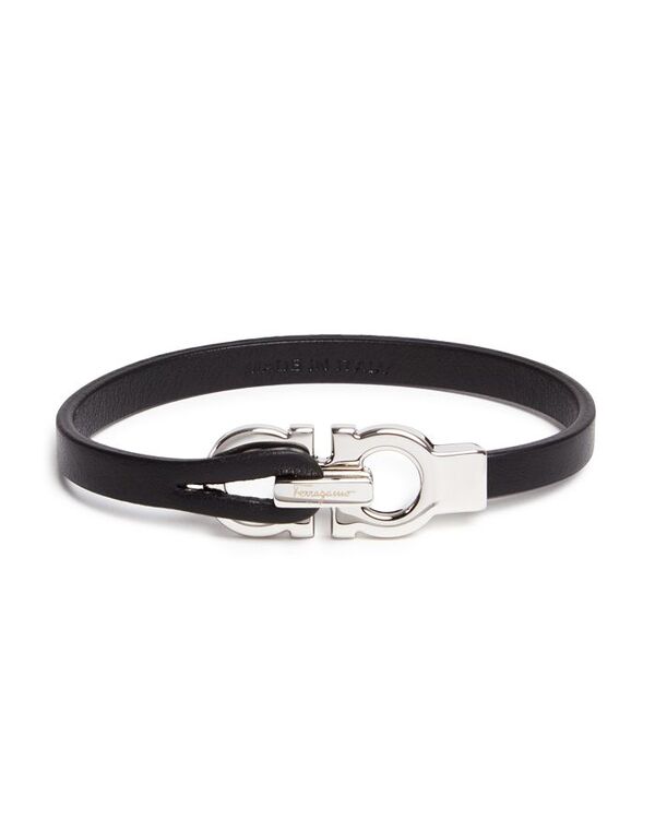 フェラガモ メンズ アクセサリー ブレスレット・バングル・アンクレット レザー Ferragamo Men's Double Gancini Leather Bracelet Navy ネイビー