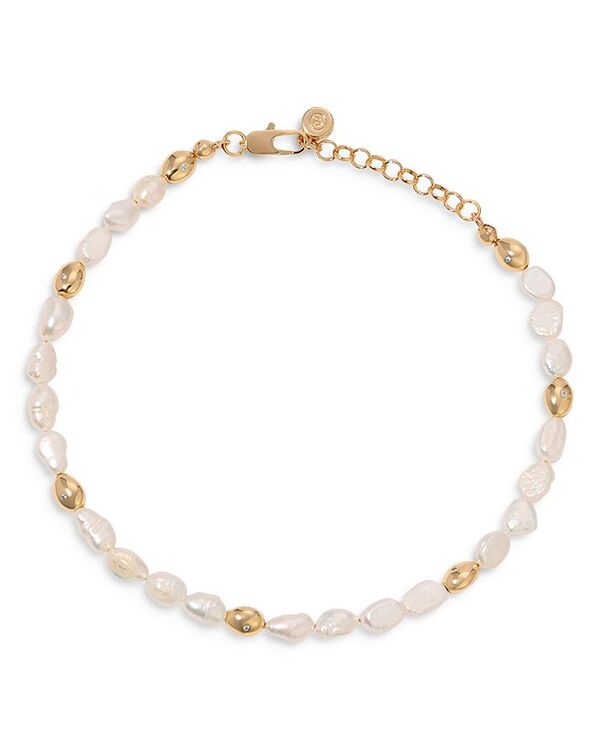 エティカ レディース アクセサリー ブレスレット・バングル・アンクレット アンクル Ettika Pave & Cultured Freshwater Pearl Polished Pebble Beaded Ankle Bracelet in 18K Gold Plated Ivory/Gold アイボリー