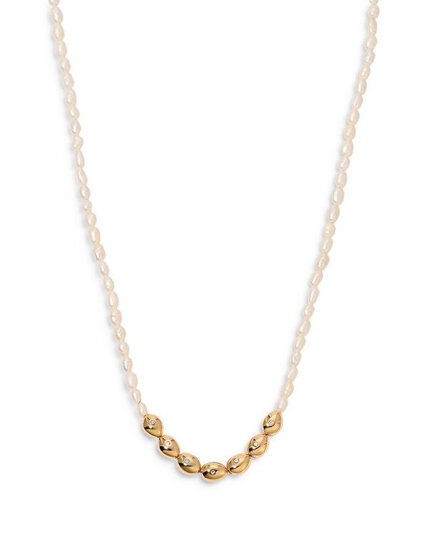 エティカ レディース アクセサリー ネックレス・チョーカー・ペンダントトップ レース Ettika Pave & Cultured Freshwater Pearl Polished Pebble Beaded Collar Necklace in 18K Gold Plated 15\