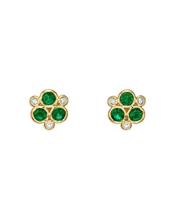 テンプル セント クレア レディース アクセサリー ピアス・イヤリング Temple St. Clair 18K Yellow Gold Classic Emerald & Diamond Bezel Cluster Stud Earrings Green/Gold グリーン 711,830円