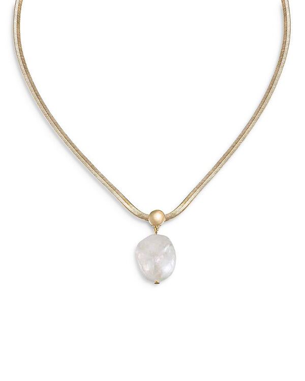 エティカ レディース アクセサリー ネックレス・チョーカー・ペンダントトップ レース Ettika Baroque Pearl Pendant Snake Chain Necklace in 18K Gold Plated 16\