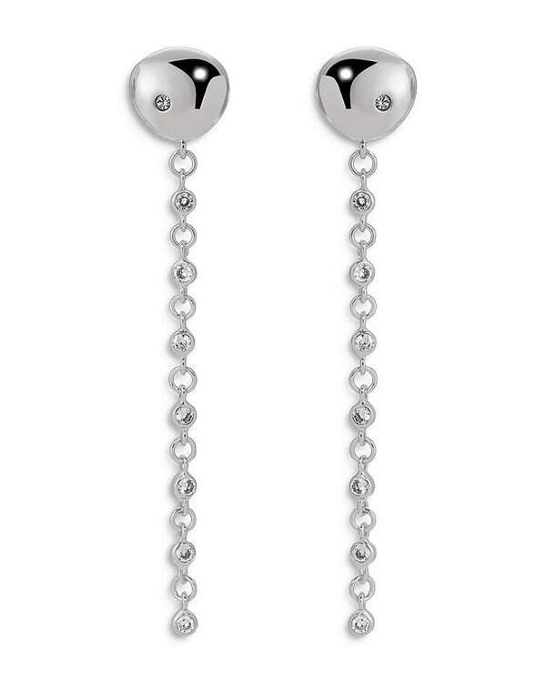 エティカ レディース アクセサリー ピアス・イヤリング Ettika Pave Polished Pebble Chain Link Linear Drop Earrings Silver シルバー