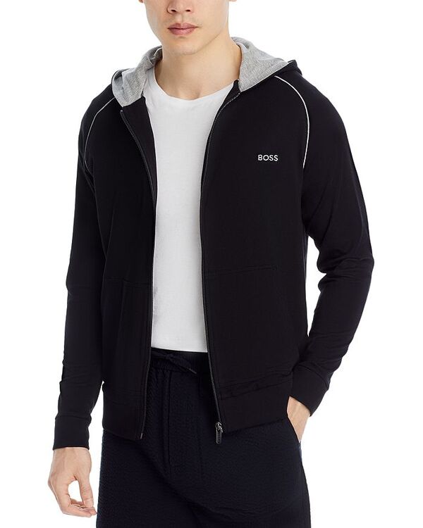 雇い主 メンズ アウター 上衣・上衣 フーデッドジャケット 綿織物 上衣 BOSS Mix \u0026 Match Cotton Blend Full Zip Hooded Jacket Black 黒いこと