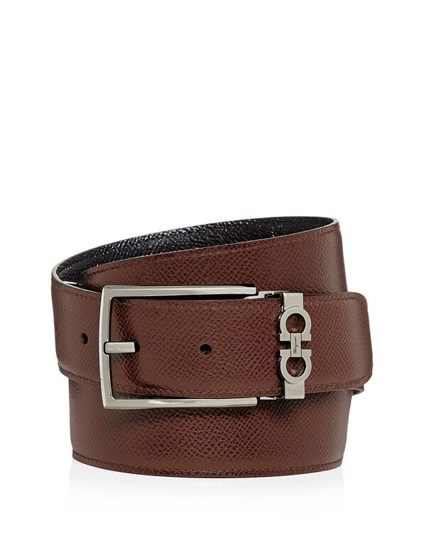 フェラガモ メンズ 付属物 三尺帯 なめし革 Ferragamo Men\u0027s Gancini Keeper Reversible Leather Belt Black/Brown 黒いこと