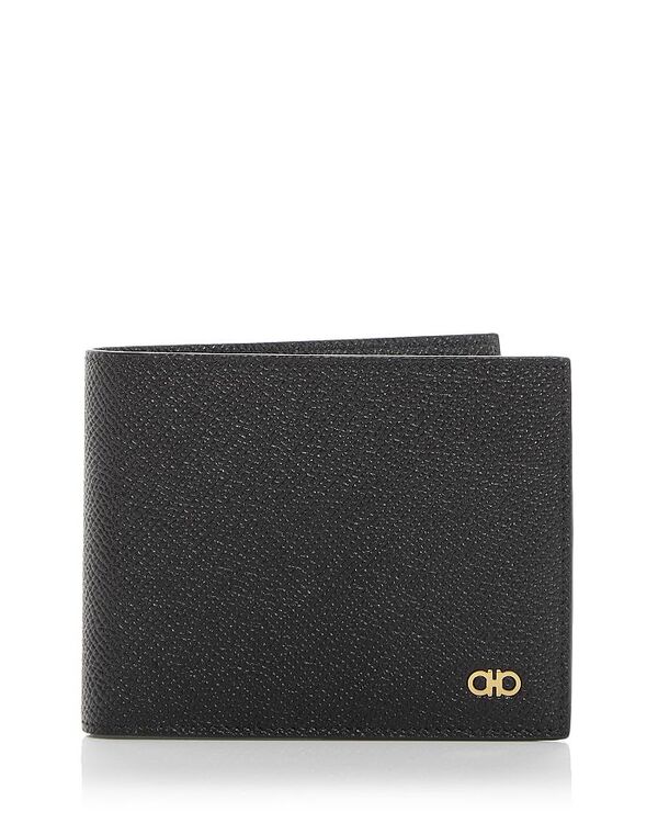 フェラガモ メンズ アクセサリー 財布 レザー Ferragamo Micro Gancio Leather Bifold Wallet Nero