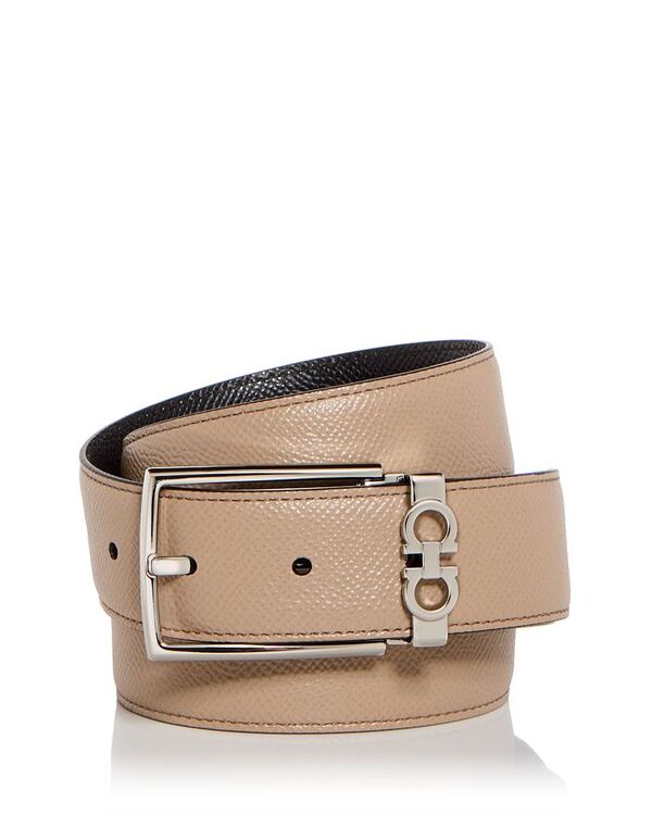 フェラガモ メンズ アクセサリー ベルト レザー Ferragamo Gancini Keeper Reversible Leather Belt Beige/Nero ベージュ｜ReVida 店