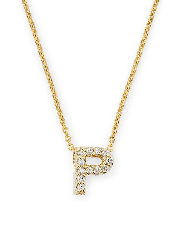 ロバートコイン レディース アクセサリー ネックレス・チョーカー・ペンダントトップ レース Roberto Coin 18K Yellow Gold and Diamond Initial Love Letter Pendant Necklace 16" P イエロー｜ReVida 店
