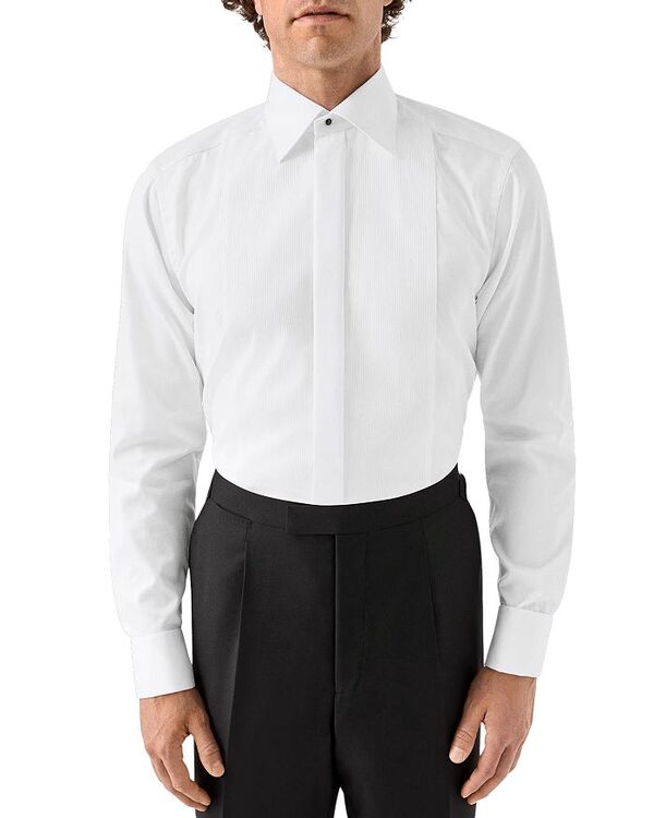 エトン メンズ トップス シャツ スリムフィット Eton Striped Bib Slim Fit Formal Shirt White ホワイト|ReVida 店