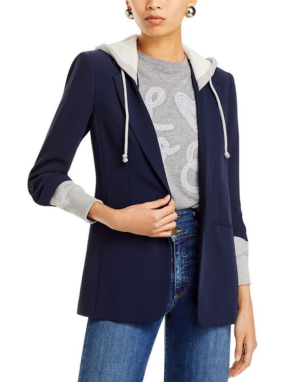 サンク ア セプト レディース アウター パーカー・スウェット スポーツジャケット Cinq a Sept Khloe Hooded Blazer Navy/Heather Grey 薄墨色