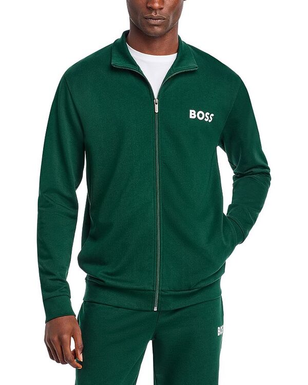ボス メンズ アウター ジャケット・ブルゾン プリント コットン ロゴ ジャケット BOSS Ease Cotton Logo Print Full Zip Jacket Open Green グリーン 20,986円