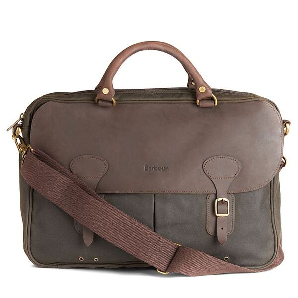 バブアー レディース バッグ ビジネス系 コットン レザー Barbour Waxed Cotton & Leather Briefcase Olive オリーブ