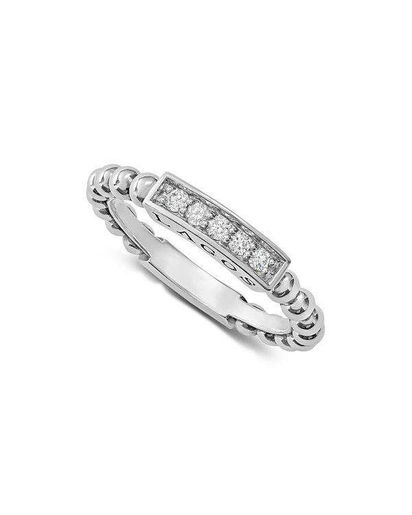 ラゴス レディース アクセサリー リング LAGOS Sterling Silver Caviar Spark Diamond Stacking Ring White/Silver ホワイト|ReVida 店