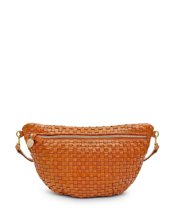 クレアブイ レディース 御徒面子 ボディバッグ・ウエストポーチ なめし革 Clare V. Grande Fanny Woven Checker Leather Belt Bag Natural 照合のしるし