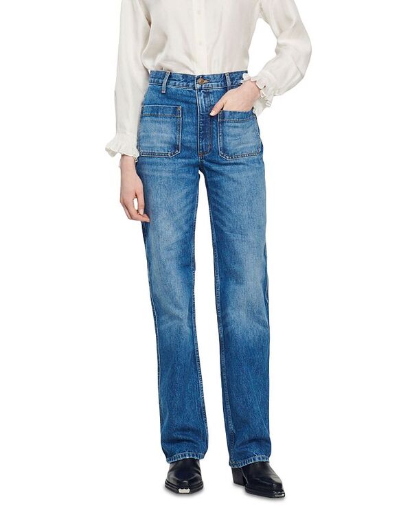 サンドロ レディース ボトムス デニムパンツ ジーンズ Sandro Moore High Rise Flare Jeans Jean Blue Jean ブルー｜ReVida 店