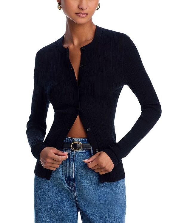 エーエルシー レディース アウター カーディガン A.L.C. Fisher Textured Cardigan Black ブラック｜ReVida 店