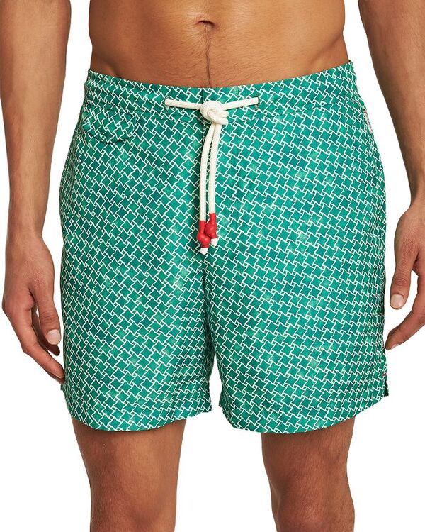 オール赤ちょうちん 赤銅色 メンズ 海水着 二分の一ズボン下・さる股引き Orlebar Brown Standard High Low Geo Swim Trunks Caddie Green 緑であること