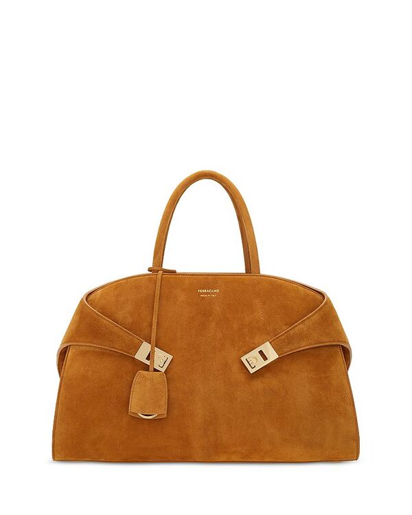 フェラガモ レディース バッグ ハンドバッグ スエード Ferragamo Large Suede Hug Handbag Naturale