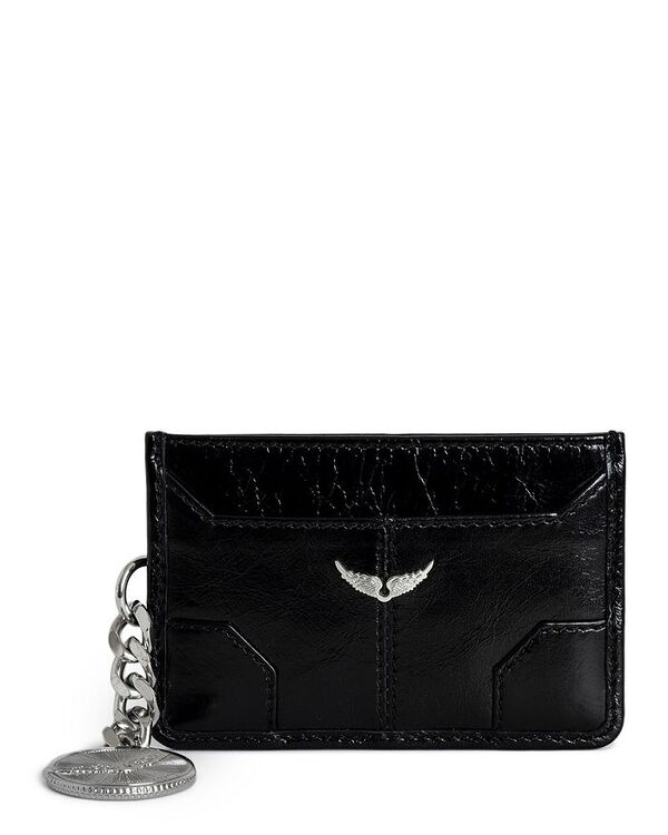 ザディグ エ ヴォルテール レディース アクセサリー 財布 レザー Zadig & Voltaire Sunny Pass Leather Card Holder Noir