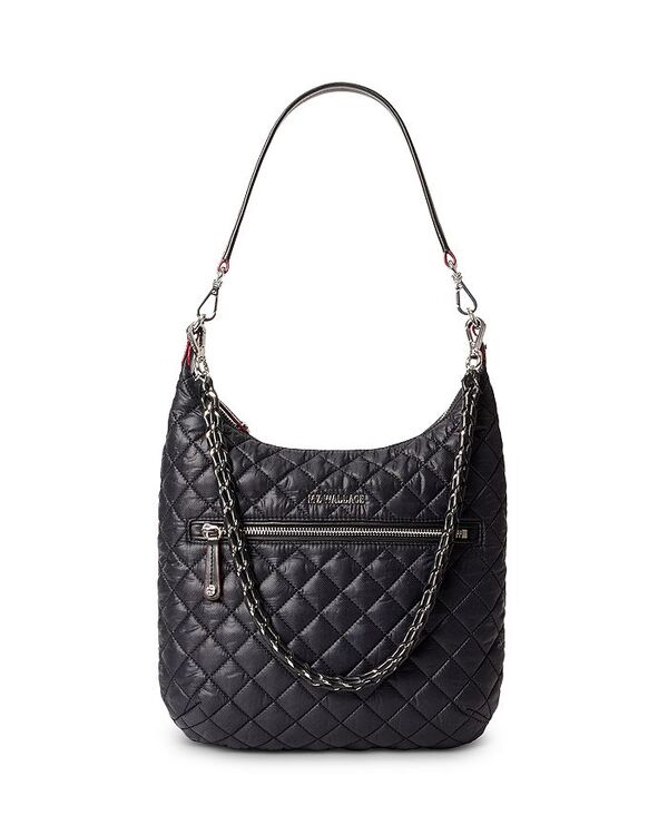 エムジーウォレス レディース バッグ ハンドバッグ MZ WALLACE Crosby Sienna Hobo Bag Black/Silver ブラック